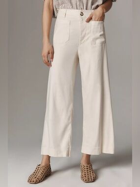 Anthropologie Maeve Colette Pants Linen Blend Wide Leg Ivory High Rise 29